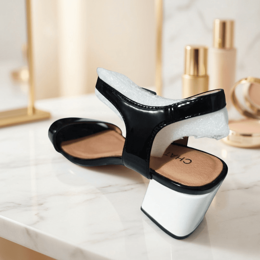 Chattawak Sandalias Tacón Bloque Negro Charol — Talla 38 - miniatura 2